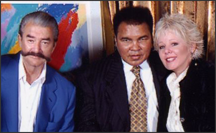 LeRoy Neiman, Muhammad Ali, and Neiman Originals co-owner Holly Garcia